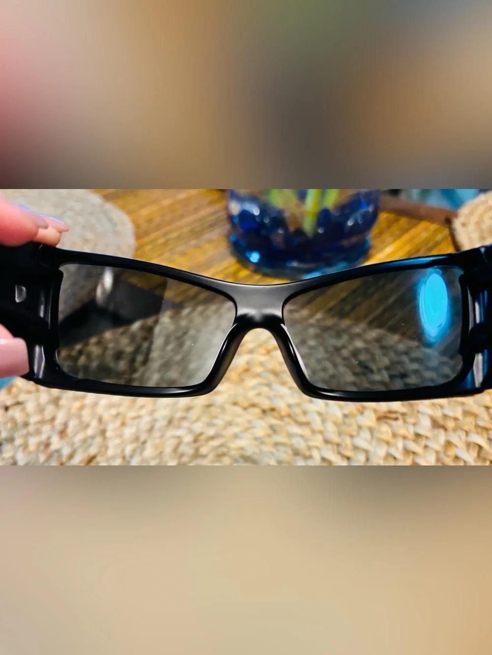 Sleek Black Wraparound Oakley Sunglasses